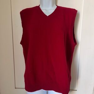 Charter Club Red 100% Lambswool Men's V-Neck Classic timeless Sweater Vest sz L